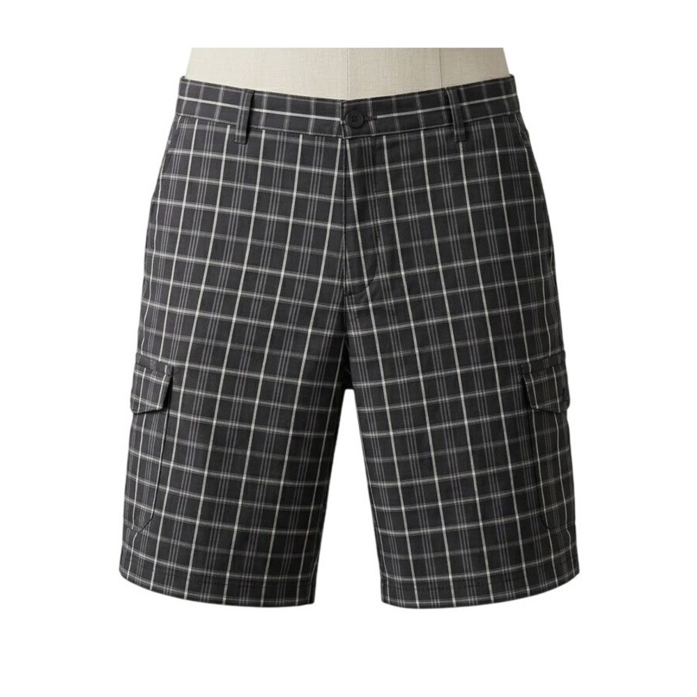 Adidas Mens Golf Shorts Size 38 Black White Plaid‎ Casual Performance 88387